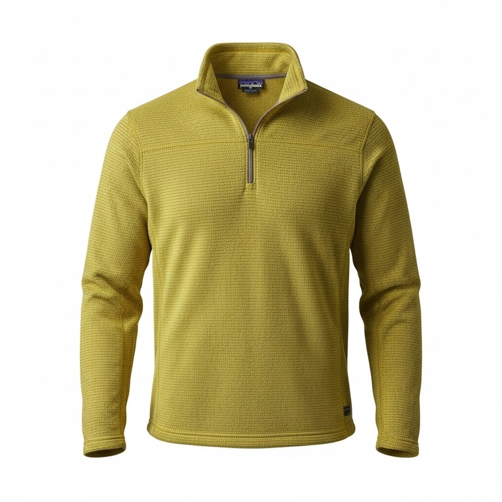 Bills Khakis Mens XL Quarter Zip Pullover Waffle Knit Fleece Yellow Green